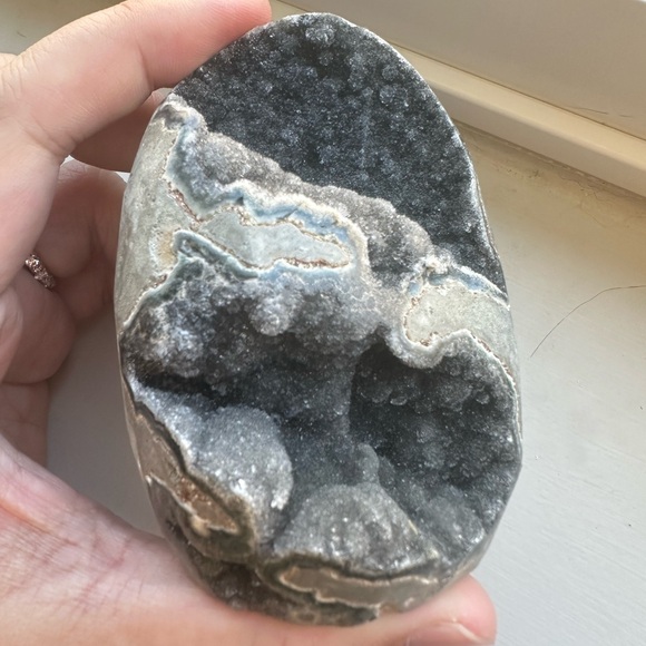Dark Chalcedony Druzy Nodule Geode Egg, 376 grams, 3 inches